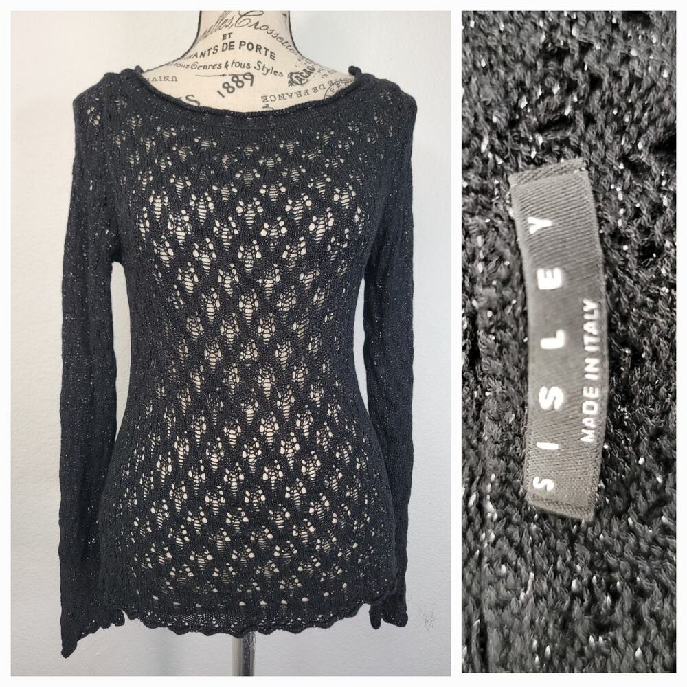 Sisley Black Open-Knit Sweater